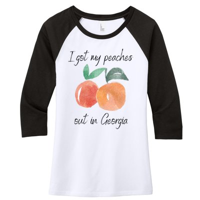 I Got My Peaches Out In Georgia Lyrics Song Funny Fruit Women's Tri-Blend 3/4-Sleeve Raglan Shirt