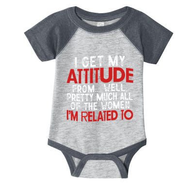 I Get My Attitude From Well Pretty Much All Of The Women IM Related To Infant Baby Jersey Bodysuit