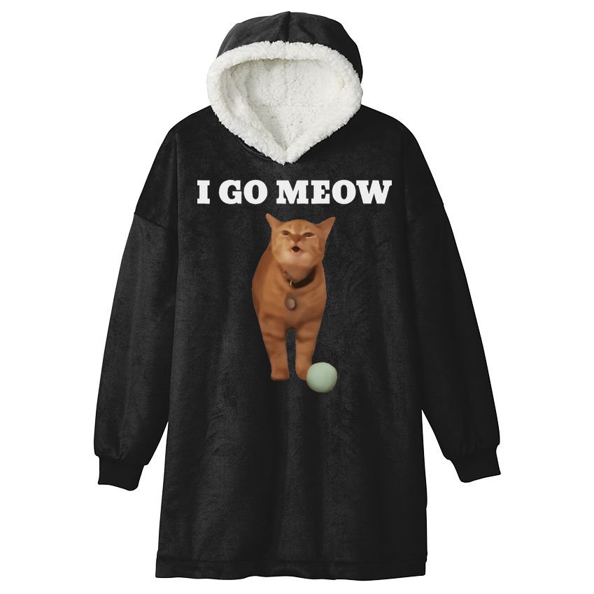 I Go Meow Cat Meme Hooded Wearable Blanket