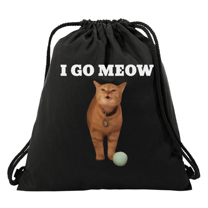 I Go Meow Cat Meme Drawstring Bag