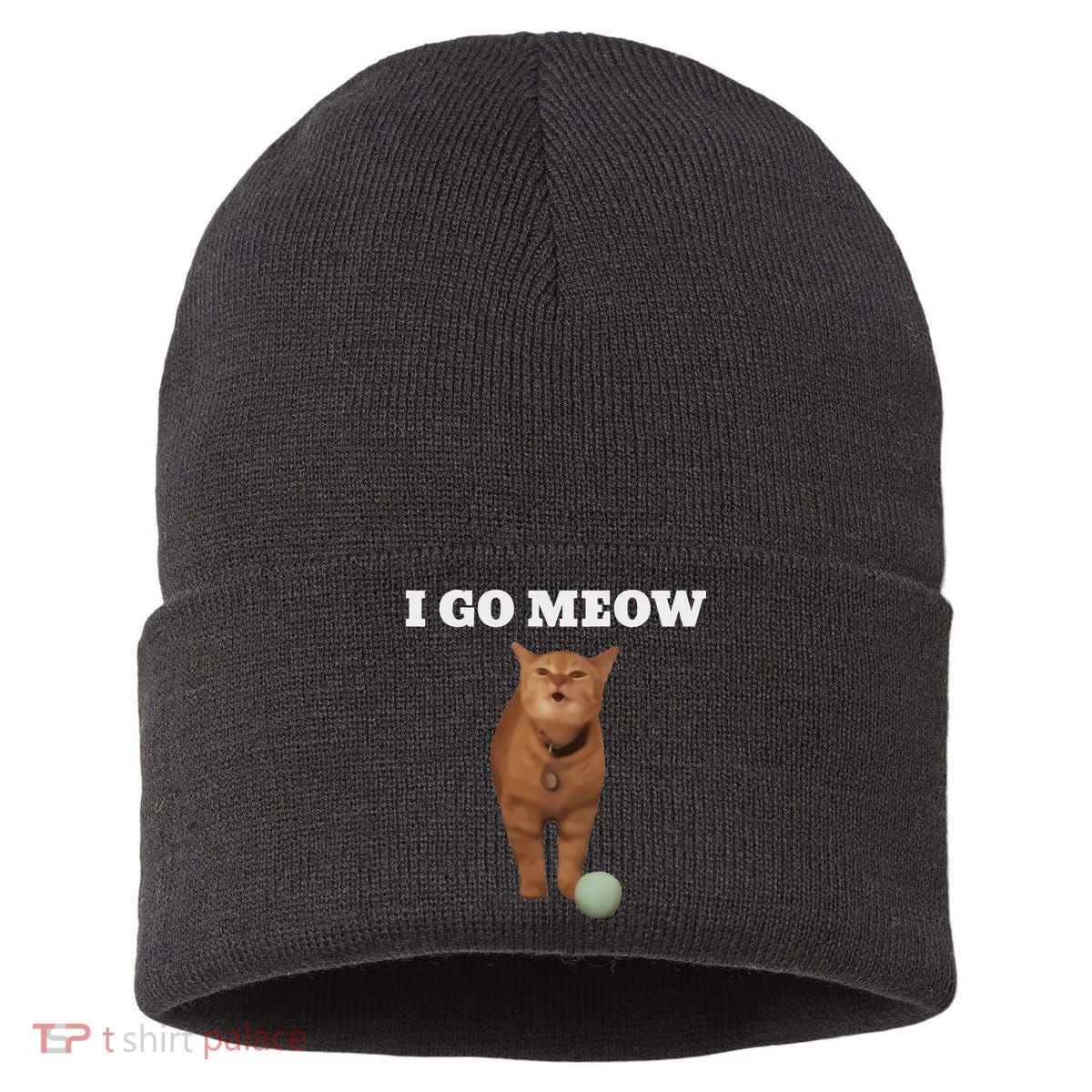 I Go Meow Cat Meme Sustainable Knit Beanie