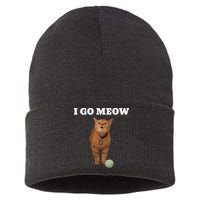 I Go Meow Cat Meme Sustainable Knit Beanie