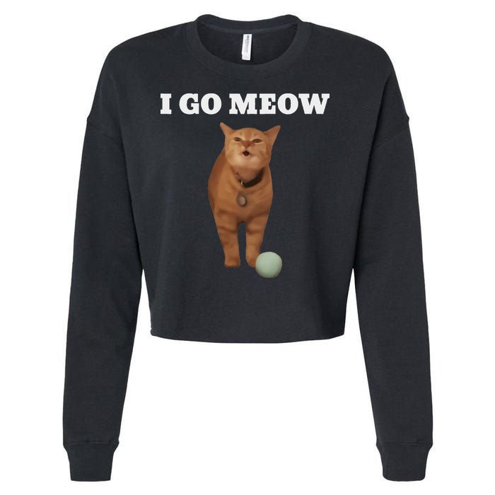 I Go Meow Cat Meme Cropped Pullover Crew