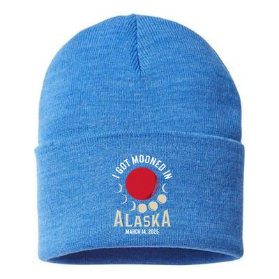 I Got Mooned In Alaska March 2025 Lunar Eclipse Blood Moon Gift Sustainable Knit Beanie