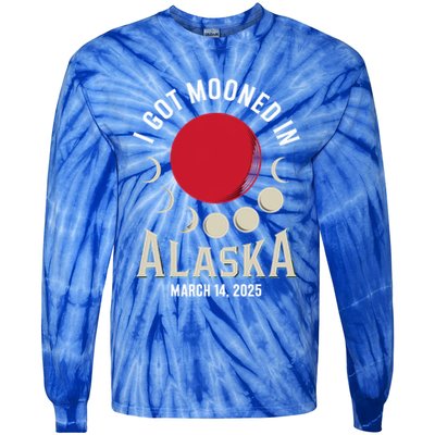 I Got Mooned In Alaska March 2025 Lunar Eclipse Blood Moon Gift Tie-Dye Long Sleeve Shirt