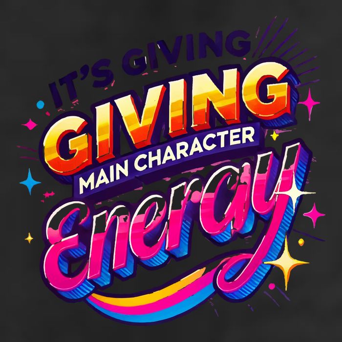 Its Giving Main Character Energy Viral Tiktok Phrase Motivational Self Empower 7 Panel Mesh Trucker Snapback Hat