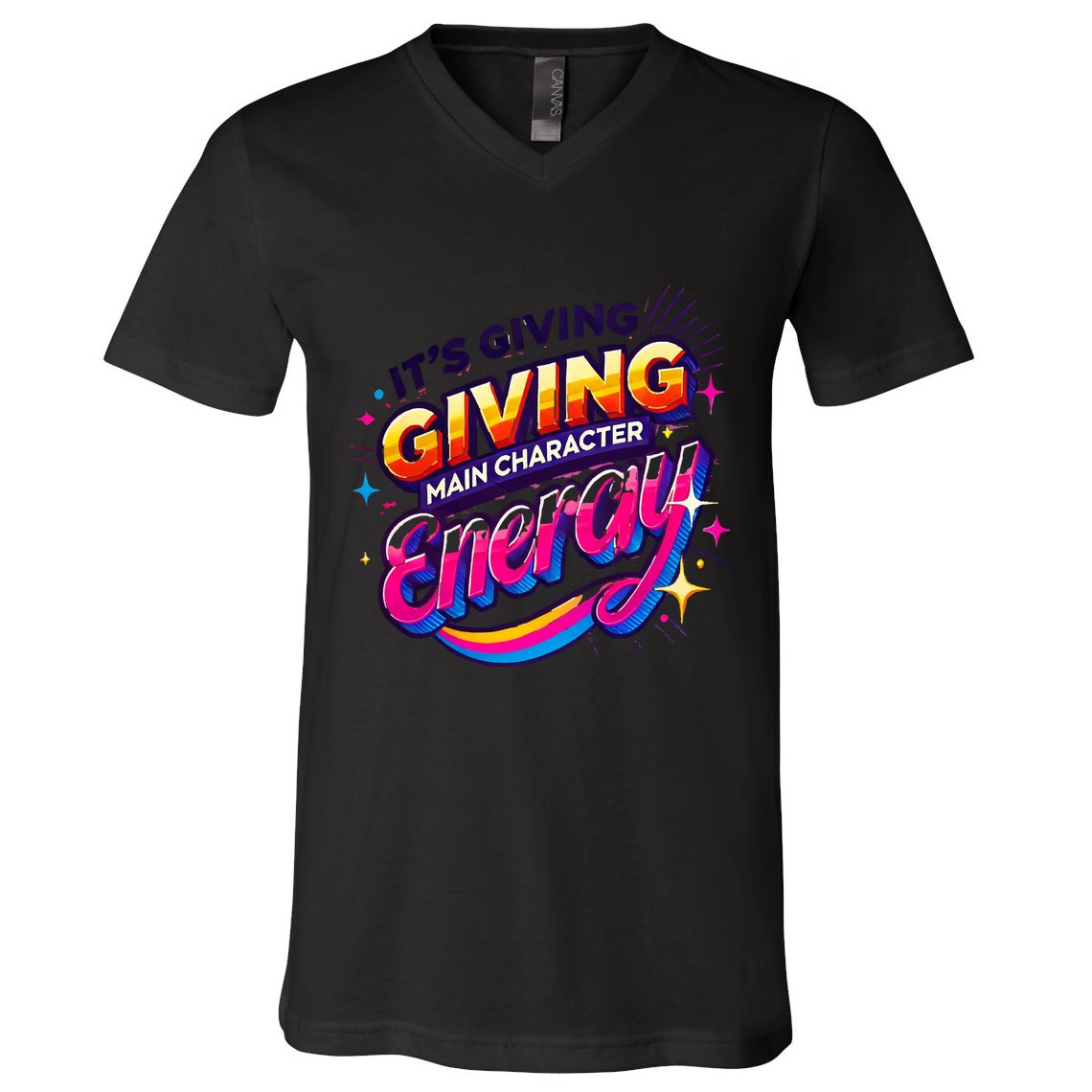 Its Giving Main Character Energy Viral Tiktok Phrase Motivational Self Empower V-Neck T-Shirt