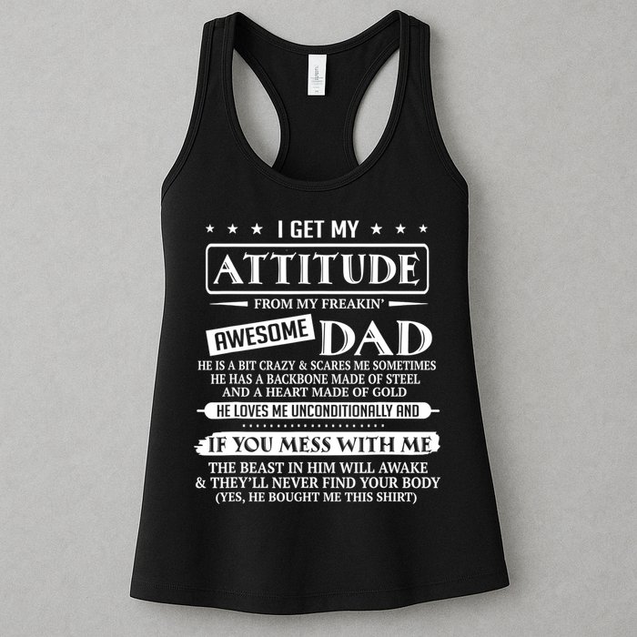 I Get My Attitude From My Freaking Awesome Dad Father's Day Womens Tank Top