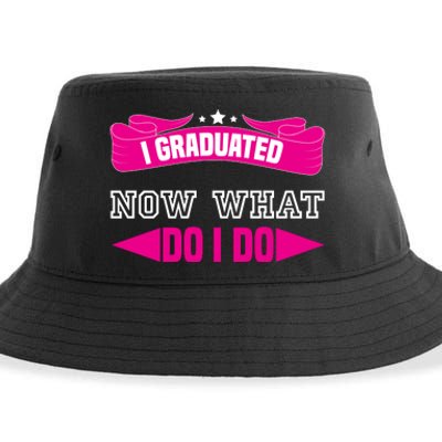 I GRADUATED NOW WHAT EDUCATION T Sustainable Bucket Hat