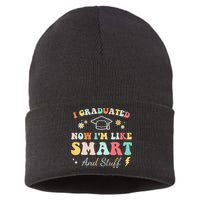 I graduated now I'm like smart and stuff Graduation Sustainable Knit Beanie