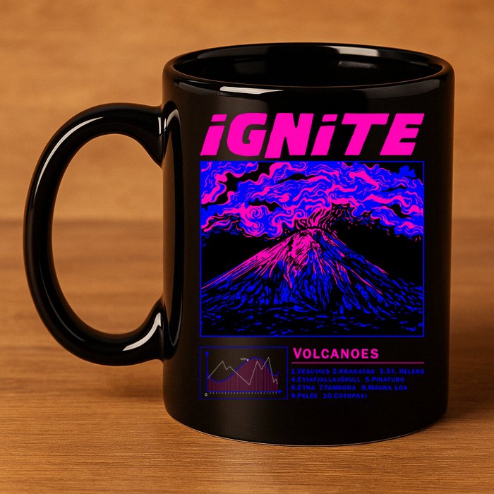 Ignite Volcano Illustration 11oz C Handle Ceramic Mug