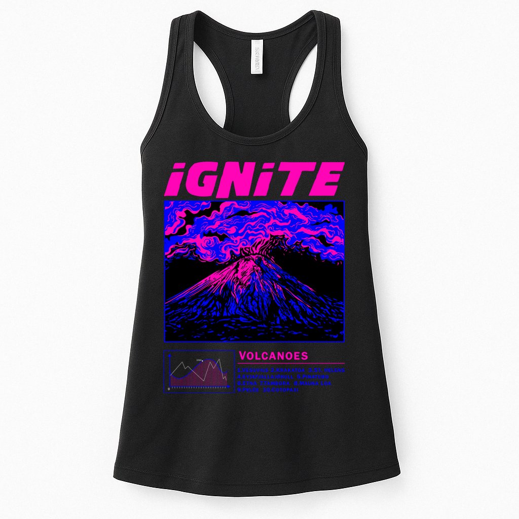 Ignite Volcano Illustration Womens Tank Top