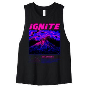 Ignite Volcano Illustration Women's Racerback Cropped Tank