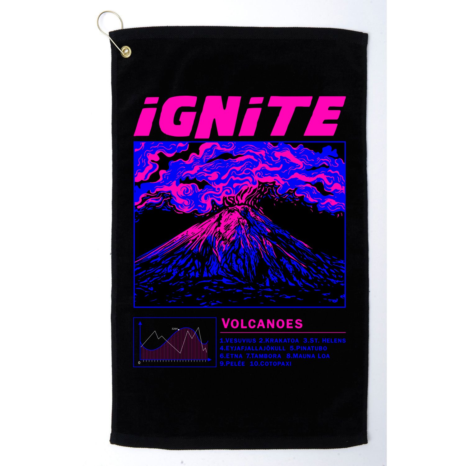 Ignite Volcano Illustration Golf Towel