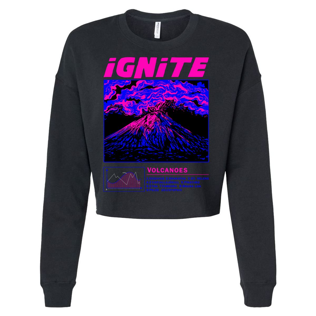 Ignite Volcano Illustration Cropped Pullover Crew