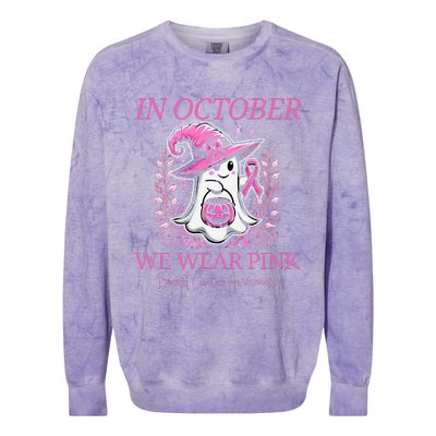 In Ghost October Breast Cancer Awareness Halloween Colorblast Crewneck Sweatshirt