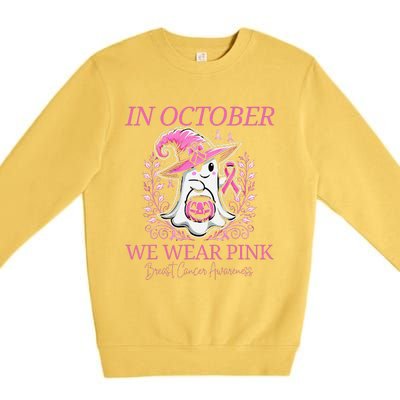 In Ghost October Breast Cancer Awareness Halloween Premium Crewneck Sweatshirt