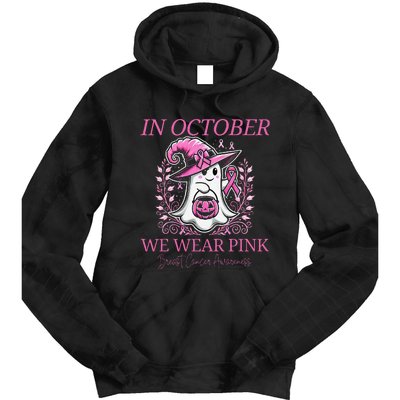 In Ghost October Breast Cancer Awareness Halloween Tie Dye Hoodie