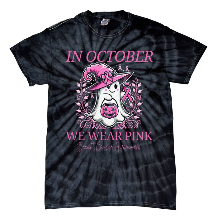 In Ghost October Breast Cancer Awareness Halloween Tie-Dye T-Shirt