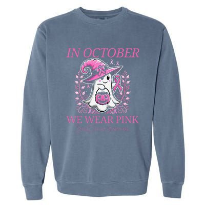 In Ghost October Breast Cancer Awareness Halloween Garment-Dyed Sweatshirt