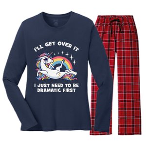 I’Ll Get Over It I Just Need To Be Dramatic First Unicorn Women's Long Sleeve Flannel Pajama Set 