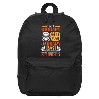 IM Grumpy Old Man January 1961 My Level Of Sarcasm On You 16 in Basic Backpack