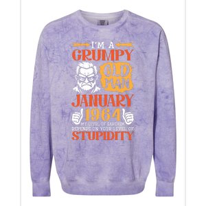 IM Grumpy Old Man January 1964 My Level Of Sarcasm On You Colorblast Crewneck Sweatshirt