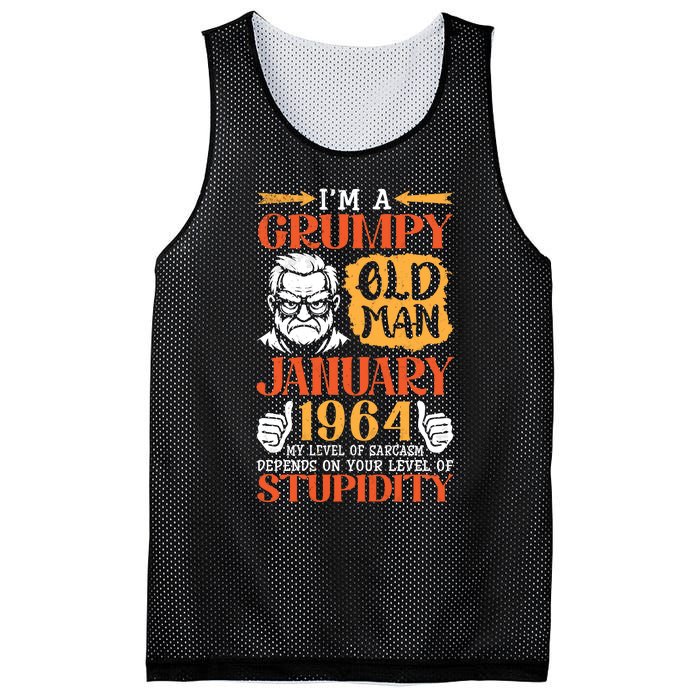 IM Grumpy Old Man January 1964 My Level Of Sarcasm On You Mesh Reversible Basketball Jersey Tank