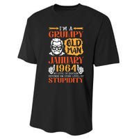 IM Grumpy Old Man January 1964 My Level Of Sarcasm On You Performance Sprint T-Shirt