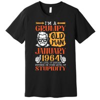 IM Grumpy Old Man January 1964 My Level Of Sarcasm On You Premium T-Shirt