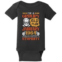 IM Grumpy Old Man January 1964 My Level Of Sarcasm On You Baby Bodysuit