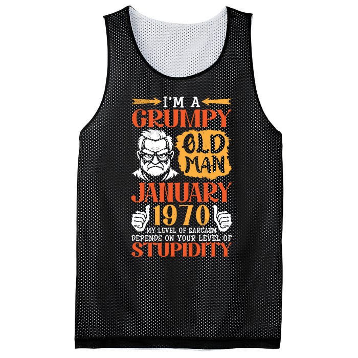 IM Grumpy Old Man January 1970 My Level Of Sarcasm On You Mesh Reversible Basketball Jersey Tank