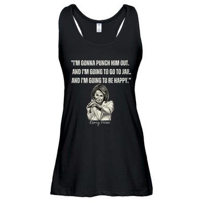 I'm Gonna Punch Him Out Funny Pelosi Quote Ladies Essential Flowy Tank