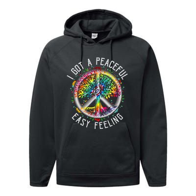 I Got Peaceful Easyfeeling Tie Dye Hippie 1960s Peaceful Performance Fleece Hoodie