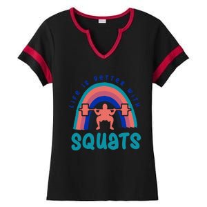 Ironic Gym Powerlifter Life With Squats Cool Gift Ladies Halftime Notch Neck Tee