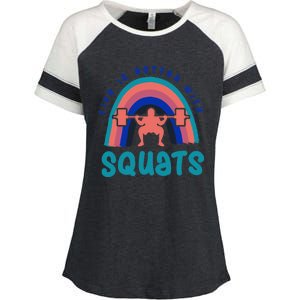 Ironic Gym Powerlifter Life With Squats Cool Gift Enza Ladies Jersey Colorblock Tee