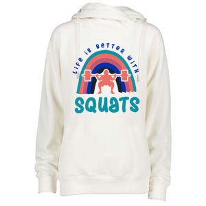 Ironic Gym Powerlifter Life With Squats Cool Gift Womens Funnel Neck Pullover Hood