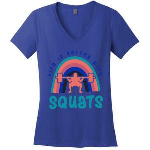 Ironic Gym Powerlifter Life With Squats Cool Gift Women's V-Neck T-Shirt