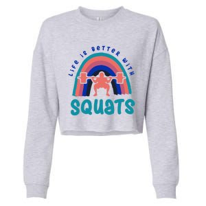 Ironic Gym Powerlifter Life With Squats Cool Gift Cropped Pullover Crew