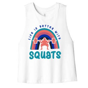 Ironic Gym Powerlifter Life With Squats Cool Gift Women's Racerback Cropped Tank