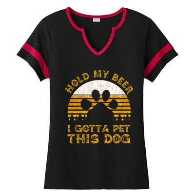 I Gotta Pet This Dog Hold My Beer Vintage Ladies Halftime Notch Neck Tee