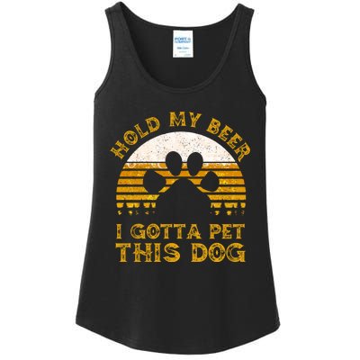 I Gotta Pet This Dog Hold My Beer Vintage Ladies Essential Tank