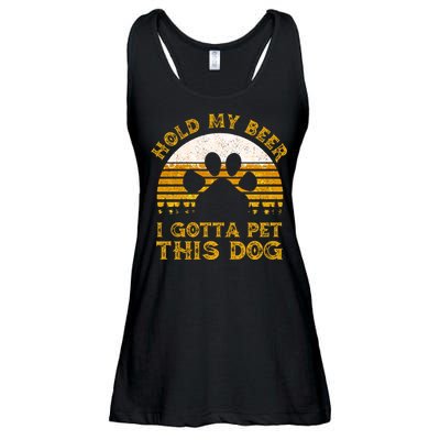 I Gotta Pet This Dog Hold My Beer Vintage Ladies Essential Flowy Tank