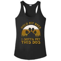 I Gotta Pet This Dog Hold My Beer Vintage Ladies PosiCharge Competitor Racerback Tank