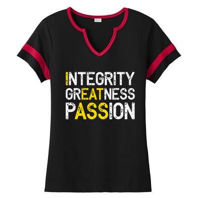 Integrity Greatness Passion Ladies Halftime Notch Neck Tee