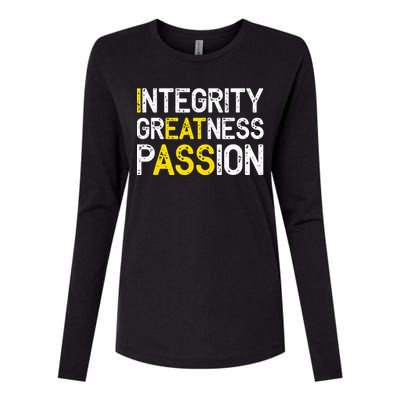 Integrity Greatness Passion Womens Cotton Relaxed Long Sleeve T-Shirt