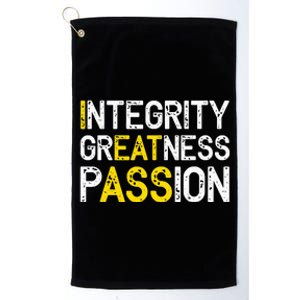 Integrity Greatness Passion Platinum Collection Golf Towel