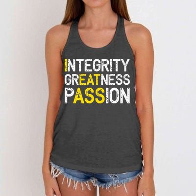 Integrity Greatness Passion Women's Knotted Racerback Tank