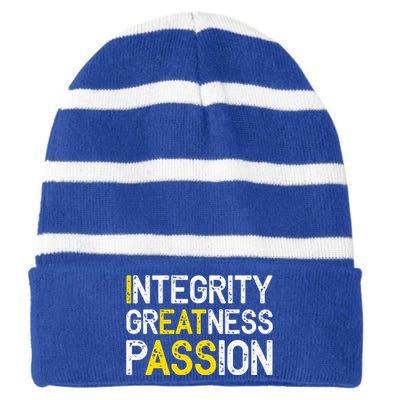 Integrity Greatness Passion Striped Beanie with Solid Band