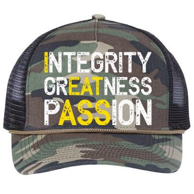 Integrity Greatness Passion Retro Rope Trucker Hat Cap